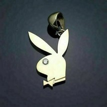 0.50Ct Round Cut Lab Created Diamond Playboy Bunny Pendant 14K YellowGold Plated - £109.52 GBP