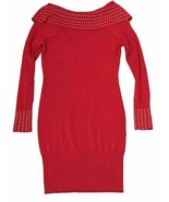 Classic Red Studded Off The Shoulder Stretch Knit Sweater Bodycon Dress ... - £11.60 GBP