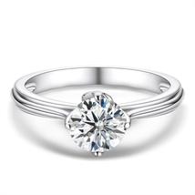 White/Blue 1ct Round Cut Moissanite Diamond Solitaire Ring 925 Sterling Silver W - £59.01 GBP