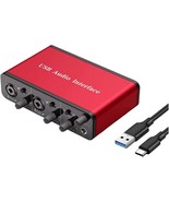 USB Audio Interface 2 In 2 Out with 48V Phantom Power,XLR Mic USB Audio ... - $89.09