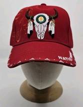 Native Pride Indian Buffalo Skull Dreamcatcher Eagle Feathers Red Cap Hat - $17.81