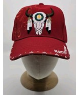 Native Pride Indian Buffalo Skull Dreamcatcher Eagle Feathers Red Cap Hat - €15,25 EUR
