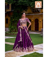 Purple Rangoli Crush Stitched Lehenga with Sequins &amp; Thread Embroidery* - $1,799.00 MXN
