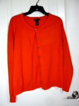 Jones NY Sweater Long Sleeve Cardigan Rhinestone Buttons Orange Red Size... - $9.89
