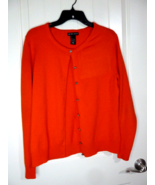 Jones NY Sweater Long Sleeve Cardigan Rhinestone Buttons Orange Red Size... - £7.78 GBP