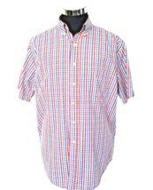 George Shirt Men&#39;s Size Large 42-44 Casual Button Front Red White Blue Checks - £11.07 GBP