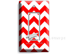 Bright red chevron stripes zig zag line single GFI light switch cover wall plate - £14.90 GBP