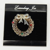 Eisenberg Ice Christmas Wreath Pin Brooch 1.25 inch Dia Silver Tone Jewelry - €11,13 EUR
