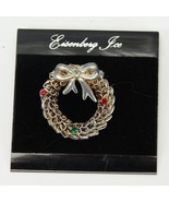 Eisenberg Ice Christmas Wreath Pin Brooch 1.25 inch Dia Silver Tone Jewelry - $17.66 CAD