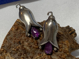 Vtg Sterling Silver Foxglove Earrings 11.53g Fine Jewelry Amethyst Color... - £70.14 GBP