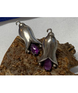 Vtg Sterling Silver Foxglove Earrings 11.53g Fine Jewelry Amethyst Color... - £70.35 GBP