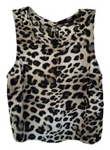 Forever 21 Women&#39;s Cheetah Print Crop Top Blouse Size M Black Brown Beige - £7.78 GBP