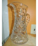 American Brilliant Cut Glass Pitcher 11&quot; antique ABP star diamond flower... - £53.29 GBP