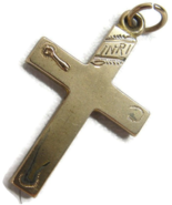 Gold Plated Cross Charm Pendant Patina Vintage - £11.67 GBP