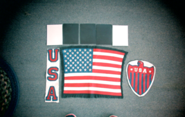 American Flag leather patches shield USA sew on photo inserts clear - $29.35
