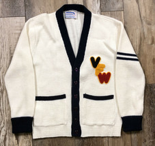 Vintage Marlomar Men&#39;s Button Sweater - VFW White - 100% Turbo Acrylic - Size L - £31.13 GBP