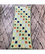 Handmade Crochet Afghan End of Bed Blanket Green 28 X 68 Vtg - $561.02 MXN