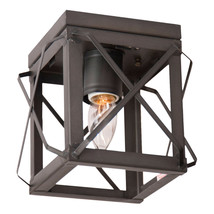 Kettle Black Tin Ceiling Light With Folded Bars (No Glass) Handcrafted In Usa - £98.82 GBP