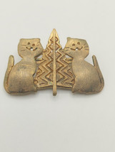 Cats &amp; Christmas Tree Brooch - $18.63