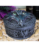 Celtic Blue Midnight Dragon Face With Rolling Eyes Decorative Box Figurine - $27.99