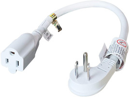 1875W Flat Plug 1Ft Extension Cord 15A For Kitchen Home Appliance Office White - £12.86 GBP