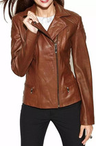 Women Genuine Soft Leather Jacket Motorcycle Biker Casual Handmade Stylish Brown - $107.30+