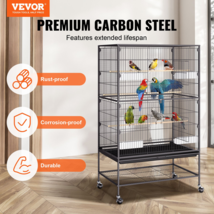 52&quot; Wrought Iron Bird Cage w/ Rolling Stand &amp; Tray, for Parakeets, Cockatiels... - £105.51 GBP