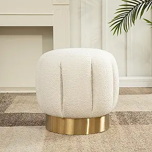 Safavieh Couture Collection Maxine Ivory Boucle/Gold Channel Tufted Otto... - $281.99