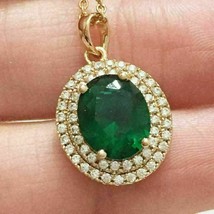 Collana con ciondolo a forma di alone con diamante verde smeraldo taglio... - £100.89 GBP