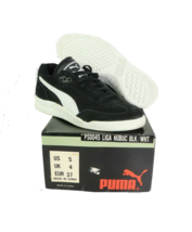 NOS Vtg 90s Puma Liga Nubuck Suede Indoor Soccer Shoes Sneakers Womens 6.5 Black - £47.44 GBP