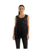 POL Black Distressed Lace Back Tank Top Size L - $471.15 MXN