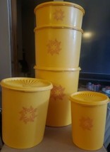 Set Of 5 Vintage Tupperware Orange Serviler Containers With Lids - £51.66 GBP