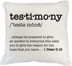 Testimony Definition From The Book Of Peter Religious Pillow Cover For P... - $24.74+