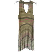 Sage Green Multicolor Stripe Sleeveless Dress Peep Front Open Back High ... - £10.34 GBP