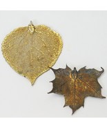 Leaf Pendant Lot of 2 Large Gold Tone 2.75&quot; W x 3&quot; H &amp; Maple Leaf 2.5&quot; W... - €12,69 EUR