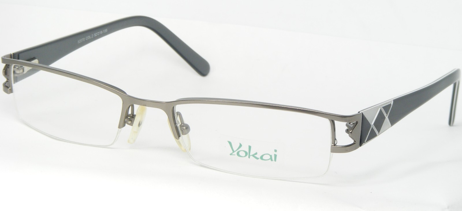 Yokai 82070 2 LIGHT PEWTER /WHITE BLACK EYEGLASSES GLASSES FRAME 52-18-1... - $47.49