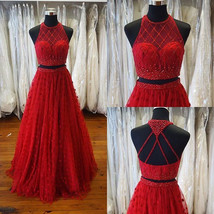 Sexy Two Piece Long Prom Dresses with Beaded for Women - £152.00 GBP