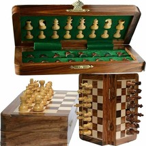 12 inch Wooden Magnetic Chess Set Board Hand Carved Crafted Pieces Foldi... - $59.40