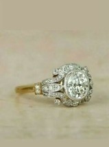 2.30Ct Moissanite Diamond Vintage Bezel Engagement Ring 925 Sterling Silver - £69.81 GBP