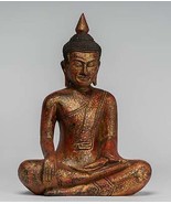 Antico Khmer Stile SE Asia Seduta Legno Enlightenment Buddha Statua 33cm... - $440.04