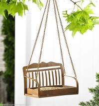 Swing Bench Bird Feeder 8.3" Long Hanging with Metal Chain Hanger Iron Garden image 2