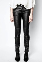 Zadig &amp; Voltaire Phlame Froissé Trousers Crinkle Leather Pants $898 Sz E... - $445.49