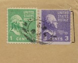 George Washington 1 Cent Green &amp; 3 Cent Thomas Jefferson Purple Stamp Used - £550.05 GBP