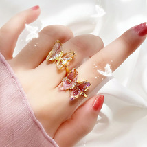 Dazzling Crystal Butterfly Ring - £6.68 GBP