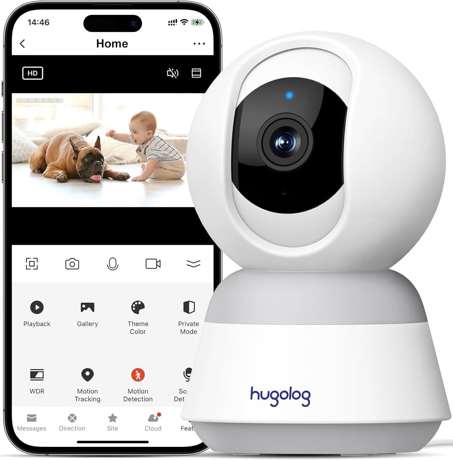Hugolog 3K 5Mp Indoor Pan/Tilt Security Camera With, Works With Alexa - $46.92