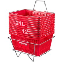 VEVOR Shopping Basket, Set of 12 Red, Durable PE Material with Handle and Stand, - £133.48 GBP