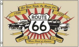 NEW CLASSIC CAR ROUTE 66 3 X 5 FLAG  3x5 highway hwy66 ADVERTISING FL453... - $6.60