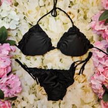 MALIA Black Ruched Itsy Swim Suit Size M Bikini Set - £13.32 GBP
