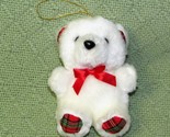 5&quot; FUKEI CHRISTMAS TEDDY BEAR ORNAMENT PLUSH STUFFED ANIMAL w HANGER WHI... - $4.50