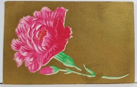 Pink Rose Golden Finish Horseshoe Greetings 1910 Lansing Mich Postcard L20 - £4.71 GBP